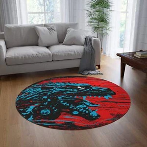 J. Bannon "Destroyer Of Worlds: Red & Blue" Round Rug - Picture 1 of 4