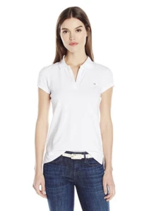 Calvin Klein Jeans Women’s Pique Polo Shirt White Short Sleeve Sz L MSRP$39.50. - Picture 1 of 9