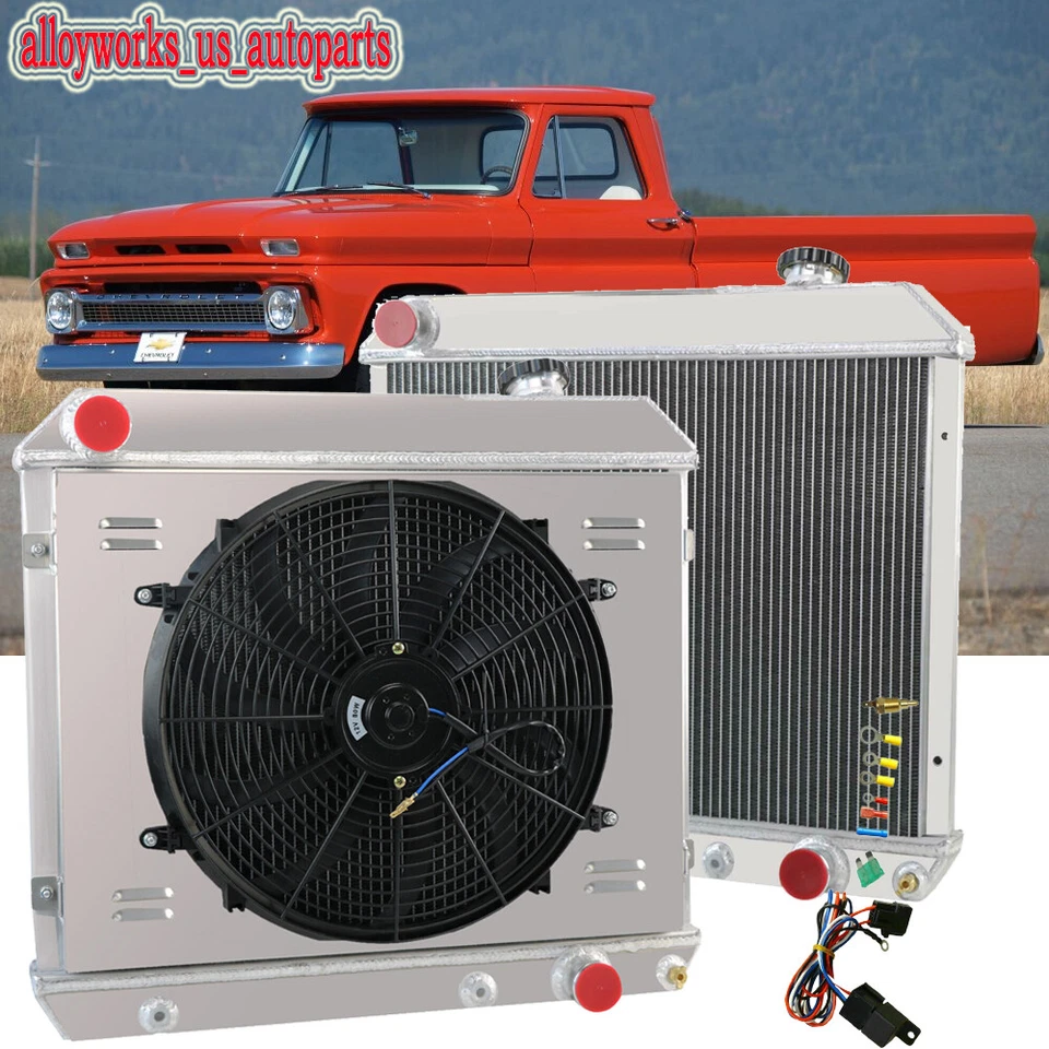 4 Row Radiator Shroud Fan Kits For 1963-1966 1965 Chevy C10 C20 C30 Truck Pickup Foto 1 de 4