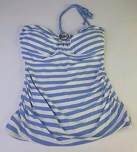 Michael Michael Kors Cruise 2019 Tankini Top Blue And White Size M $76 - Foto 1 di 13