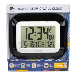La Crosse Technology WT-8005U-B Plastic Black Digital Atomic Wall Clock 7 H in. - Picture 1 of 3
