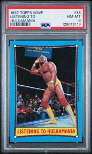 1987 TOPPS WWF HULK HOGAN LISTENING TO HULKAMANIA #38 CARD PSA 8 NM-MT LOW POP - Picture 1 of 4