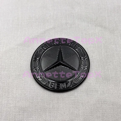 Insignia de laurel plana emblema capó delantero negro brillante 57 mm GLA GLC CLASE A C E CL Foto 1 de 2