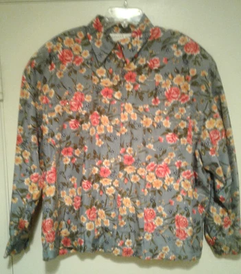 Chaqueta cortavientos vintage August seda talla 2X colores flores audaces floral claro Foto 1 de 3