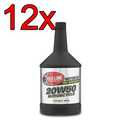 [Caja de 12] Aceite de motor sintético Red Line 20W50 para moto 1 cuarto Foto 1 de 3