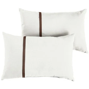 Indoor Outdoor Sunbrella Lumbar Pillows, Set of 2, 12x18, Canvas Natural Ivor... - Picture 1 of 8
