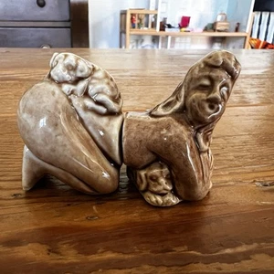 Vintage Japan Nude Risqué Lady Salt and Pepper Shakers With Puppy’s - Picture 1 of 11