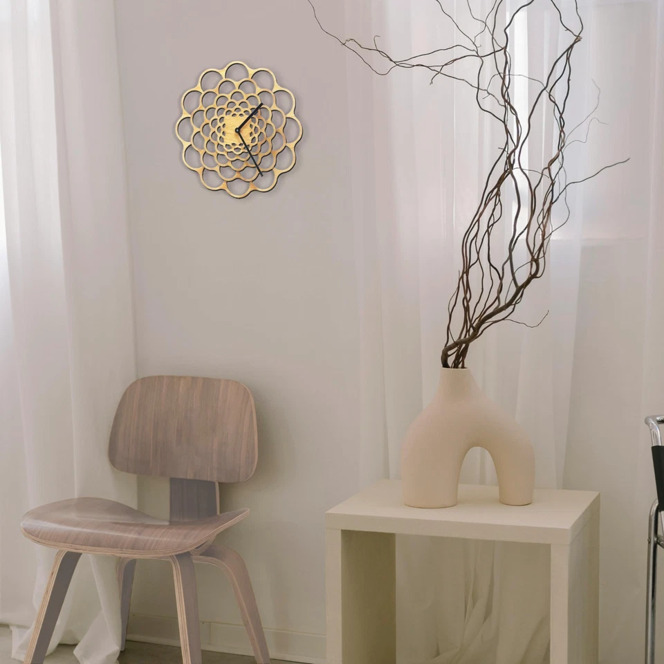 Handmade wooden wall clock with filigree dial - Coral - Image 1 of 4