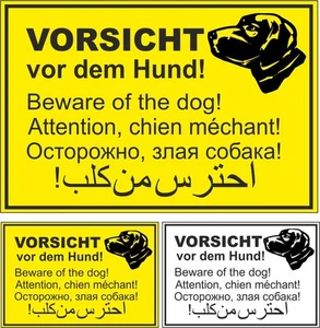 Schild Vorsicht vor dem Hund! russisch englisch arabisch französisch Schild #H2 - Bild 1 von 10