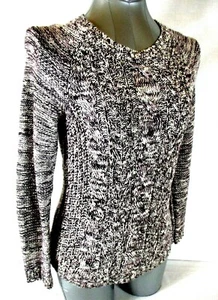 SUÉTER DE PUNTO DE CABLE SONOMA para mujer talla XS L/S negro blanco (A3)pm2 - Imagen 1 de 7
