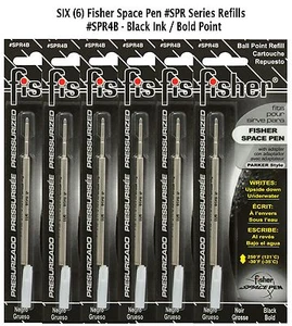 Pluma espacial Six Fisher #SPR4B tinta negra/recargas de punto audaz/también se adapta a Parker - Imagen 1 de 7