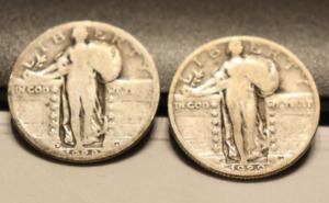 1928 D, 1929 US Standing Liberty Quarter 25c G/VG