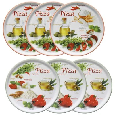 6er Set Pizzateller Napoli Green & Red Ø 33,8 cm Platte XL-Teller Porzellan - Bild 1 von 3