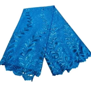 African Lace Nigerian- Beaded / Embroidered Lace - 5 yards Beautiful design - Picture 1 of 8