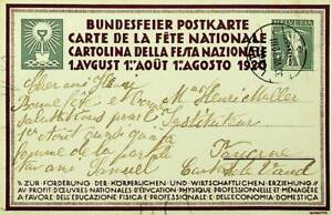 SEPHIL SWITZERLAND 1920 PHYSICAL WORK NATL HOLIDAY 7½c PPC FROM LUTRY TO PAYERNE