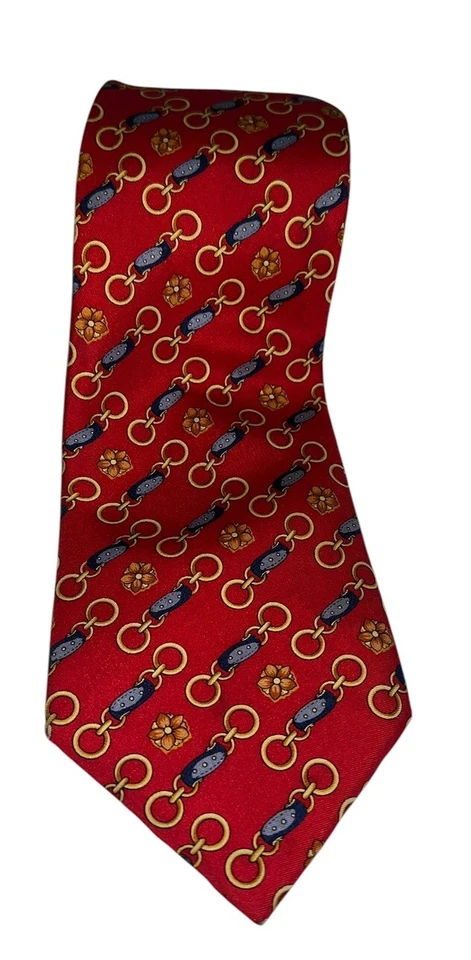 Corbata de seda para hombre Marco Polo Res azul dorado naranja anillos atados preppy universidad Foto 1 de 4