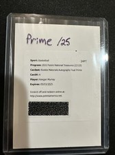 2022-23 National Treasures Keegan Murray /25 Rookie Materials Auto Dual Prime