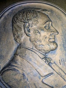 Abraham Lincoln Pewter Penny Plaque 1909- Rear Antique For Lincoln Lovers - Picture 1 of 11