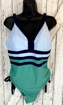 Traje de baño Esprit de una pieza para mujer azul bloque de color lados rugosos X grande Foto 1 de 4