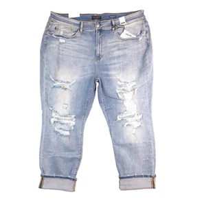 Judy Blue Boyfriend Confetti Paint Womens Denim Blue Jeans Size 24W JB82245LT - Picture 1 of 21