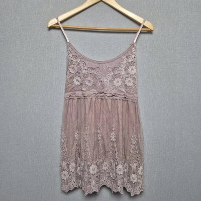 Top camisola de encaje Vera Moda para mujer talla 12 malva correa de espagueti boho hippie  Foto 1 de 4