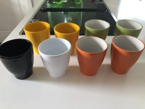 Lot x 8 glazed ceramic planters pots orchid cacti orange yellow lime green white - Picture 1 of 7