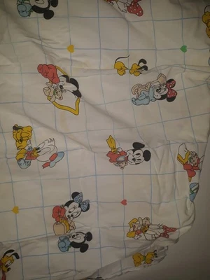 Sábana de cuna ajustada vintage Dundee Disney bebés bebé Mickey y Minnie Mouse años 80 Foto 1 de 4