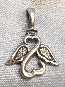 Angelo cuore aperto Jane Seymour solo argento sterling .925 e diamanti - Foto 1 di 4