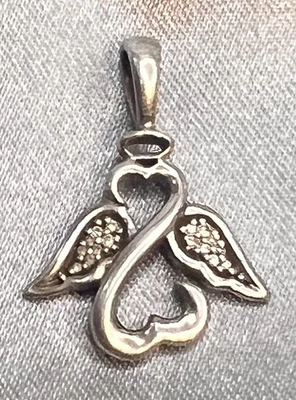 Jane Seymour Open Heart Angel .925 Sterling Silver & Diamond Pendant Only - Imagem 1 de 4