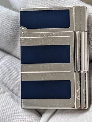 Reparado, S.T. Encendedor de gas Dupont Gatsby azul medianoche paladio pulido 18782 Foto 1 de 4