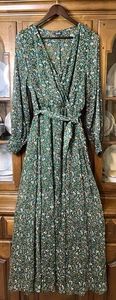 Spy Zone grün Blumen Maxikleid Damen große transparente Ärmel gefüttert Boho feminin - Bild 1 von 20