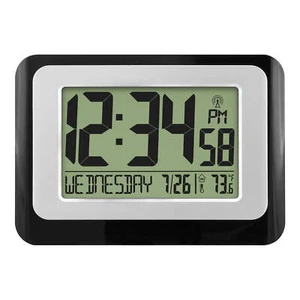 New Black Atomic Digital Calendar Desk Alarm Clock with Temperatur - Picture 1 of 5