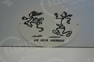 Reddy Kilowatt LIVE BETTER ELECTRICALLY ELECTRIC STEEL ENAMEL ELECTRICIAN GIFT - Picture 1 of 4