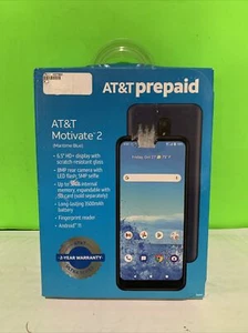 AT&T Motivate 2 32GB 6.5" HD Prepaid Smartphone - Maritime Blue - Brand New - Afbeelding 1 van 8