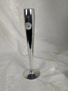 Hand Blown Cut Crystal Bud Vase Silver Tone Coating with Flower Motif 9.75 Inch - Picture 1 of 8