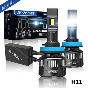 Bevinsee H11 H8 LED Headlight 120W 22000LM High Power Canbus Bulbs Super White - Picture 1 of 8