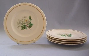 Hanover China Silver Rose Bread Butter Plates 5 Pieces Gold Trim Scalloped Edge  - Picture 1 of 3