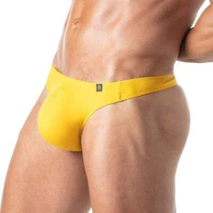 TOF PARIS Champion Bi-Stretch Thong Unlined Pre-Shaped Front Pouch Yellow 69 - Picture 1 of 6