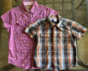 Two toddler size buckaroo western shirt snap 4T Wrangler 3T Old Navy Pockets GUC - Picture 1 of 18