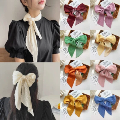 Elegant Long Skinny Hair Scarf DIY Handle Bag Ribbon Crinkle Silk Satin Scarve ∠ - Image 1 of 4