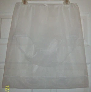 WHITE Sheer Nylon SLIP & 5" SLEEVE PANTY Sheer Hem 30-44 Waistband Length 21 ** - Picture 1 of 3