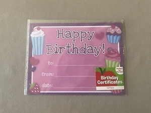 Pack Of 12 Sweet “Happy Birthday” Student Certificates, 8” X 6”, New In Package! - Picture 1 of 5