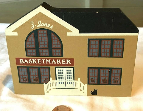 Vintage Basket Maker Shop Wood House Model Camden Maine Folk Art Store primitive Cover
