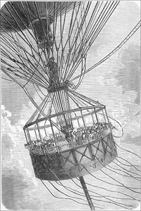 NACELLE ballottée par les VENTS (MONTGOLFIÈRE, BALLON DIRIGEABLE) - Gravure 19e - Picture 1 of 2