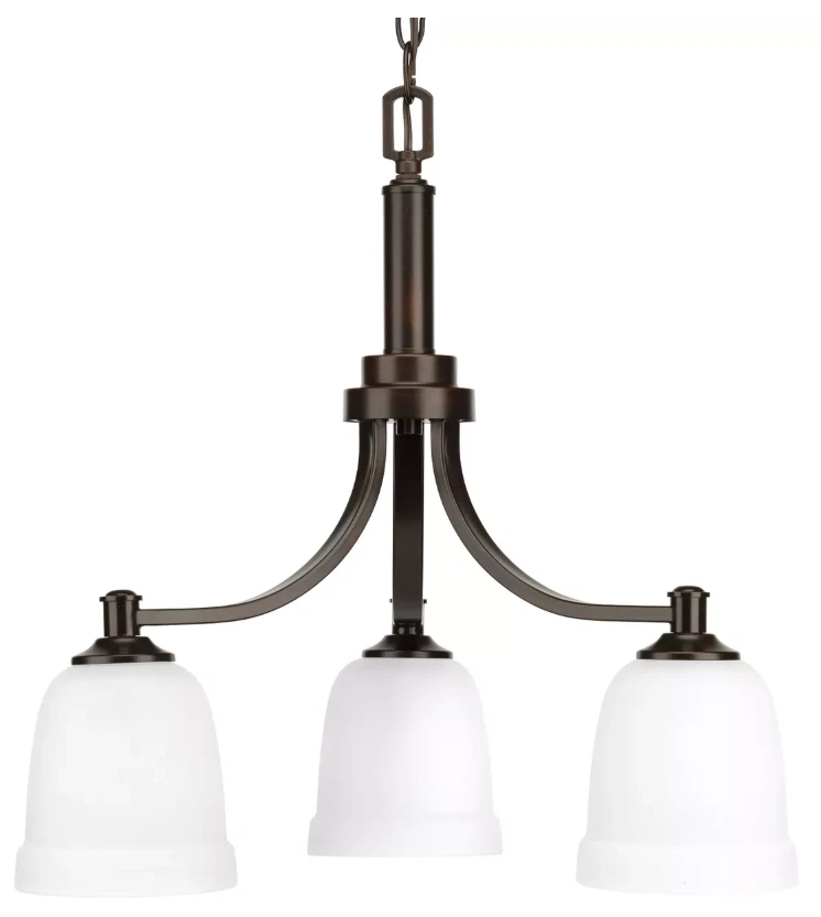 Progress Lighting P400052-020 3 Light Parchment Glass Chandelier Antique Bronze - Image 1 of 1