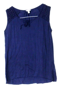 CAMISETA SONOMA SIN MANGAS damas talla S azul marino ganchillo detalle hombro - Imagen 1 de 5