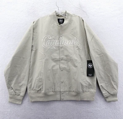 Jaqueta St Louis Cardinals Masculina Média '47 Marca Bege Botão de Pressão Coach Preppy - Imagem 1 de 4