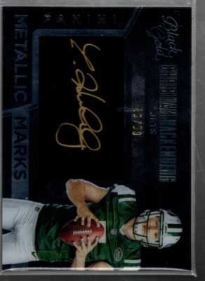 B3221 2016 Panini Black Metallic Marks White Gold 3 Christian Hackenberg Auto/50 - Image 1 of 2