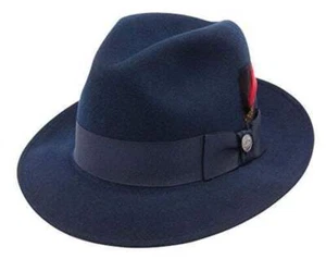 Stetson Frederick Wool Felt Fedora Navy - Imagen 1 de 9