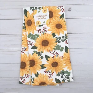 Kitchen Dish Towel Eucalyptus Sunflowers Floral Flowers Dual Purpose - Picture 1 of 3